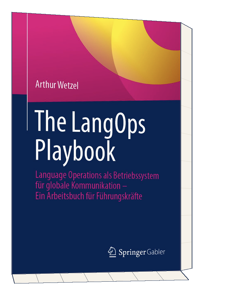 Buchcover „The LangOps Playbook“, perspektivisches Mockup